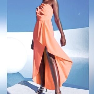Black Halo EVE Rent the Runway Neon Orange REX Gown sz 0 zero $525
